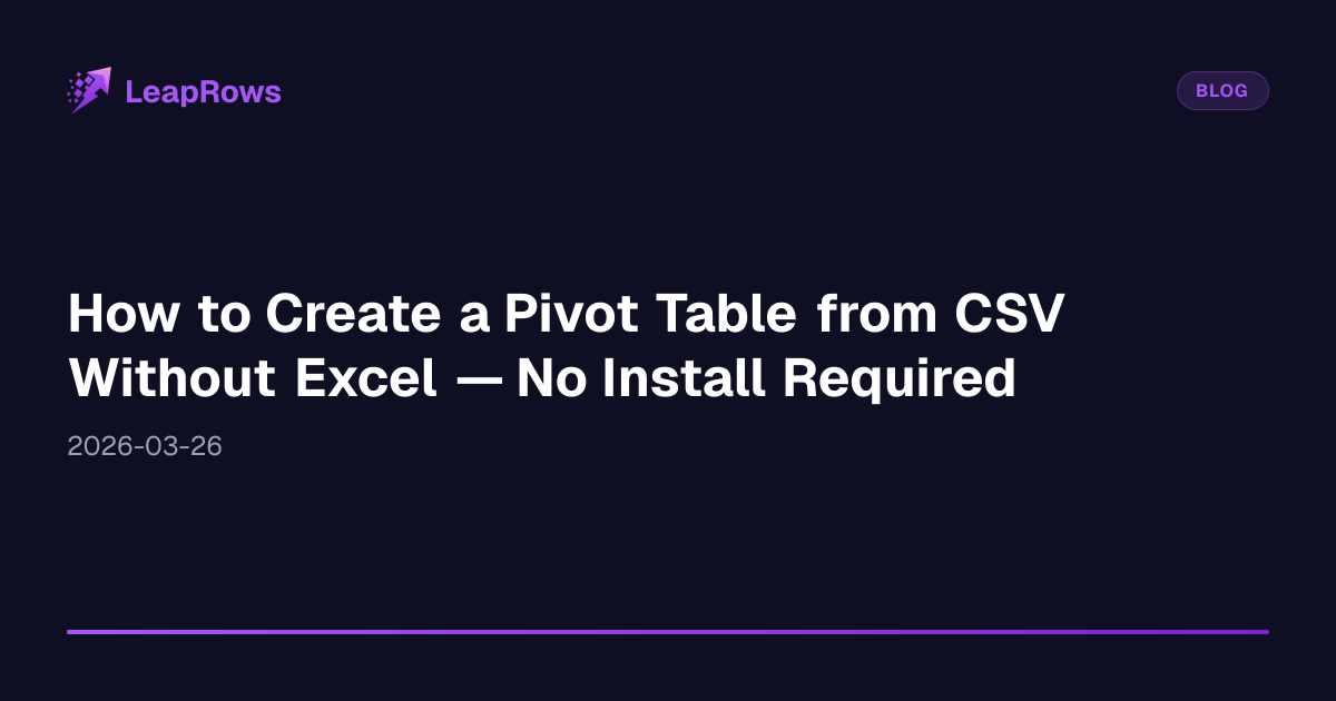 How to Create a Pivot Table from CSV Without Excel — No Install ...