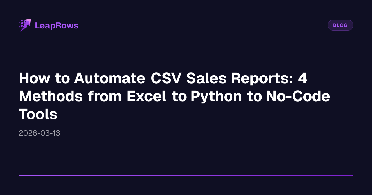 How to Automate CSV Sales Reports: 4 Methods from Excel to Python to No ...