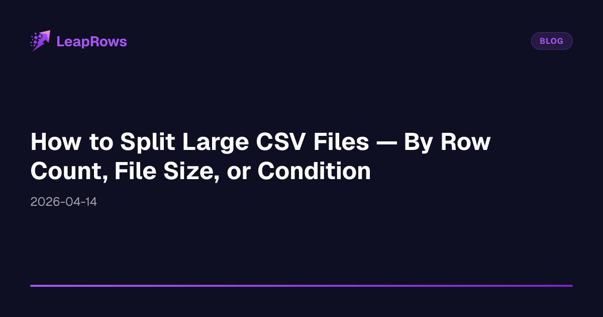 How to Split Large CSV Files — By Row Count, File Size, or Condition ...