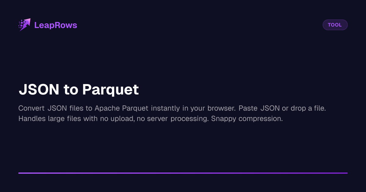 JSON to Parquet Converter - Paste or Upload | LeapRows (Beta)